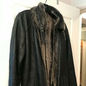 GIAN MORI Genuine leather, fur winter coat. SMALL